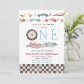 Race Car Birthday Einladung (Stehend Vorderseite)