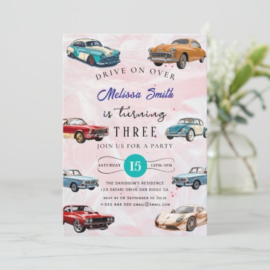 Race Car Birthday Einladung (Stehend Vorderseite)