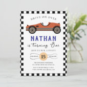 Race Car Birthday Einladung (Stehend Vorderseite)