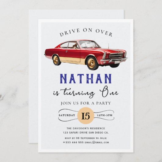 Race Car Birthday Einladung (Vorne/Hinten)
