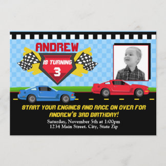 Race Car Birthday Einladung 12x18 Card