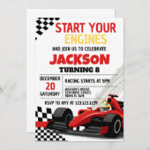 Race Car Birthday Einladung für Jungen (Vorne/Hinten)
