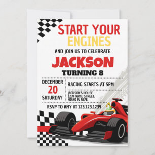 Race Car Birthday Einladung für Jungen