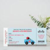 Race Car Birthday Einladungen Boarding Ticket (Stehend Vorderseite)
