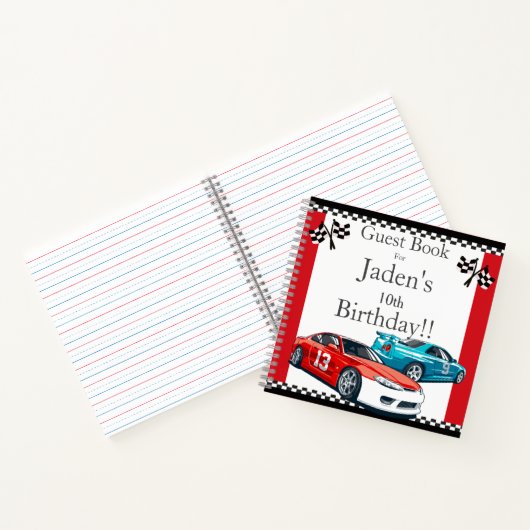 Race Car Birthday Gästebuch Notizblock (Innenseite)