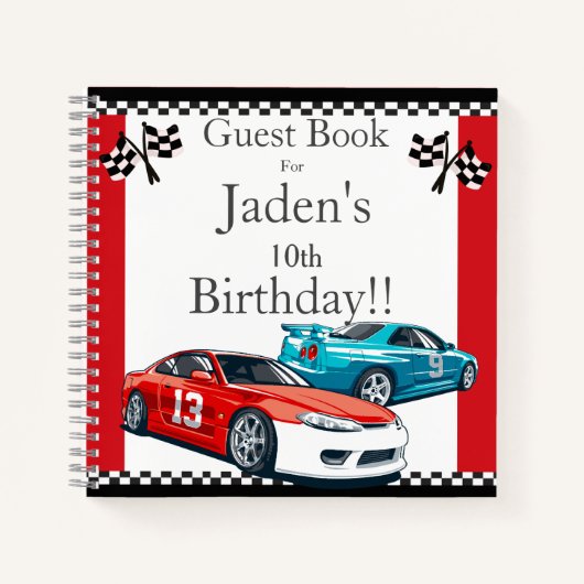 Race Car Birthday Gästebuch Notizblock (Vorderseite)