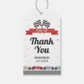 Race Car Birthday Gefälligkeitstags Geschenkanhänger (Vorderseite)