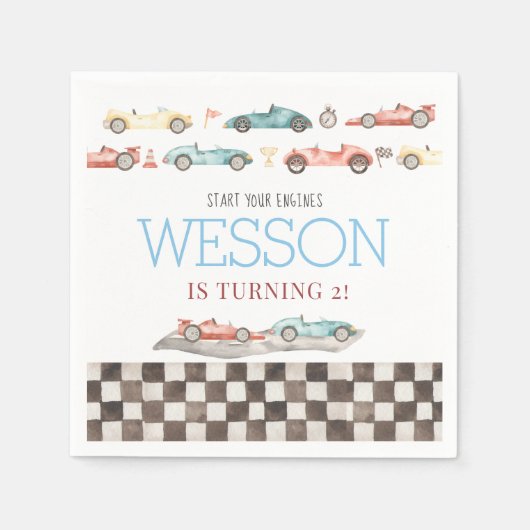 Race Car Birthday Napkins Serviette (Vorderseite)
