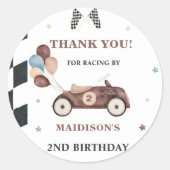 Race Car Birthday Party Classic Round Aufkleber (Vorderseite)