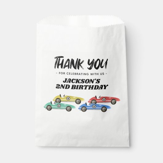 Race Car Birthday Party Danke Geschenktütchen (Vorderseite)