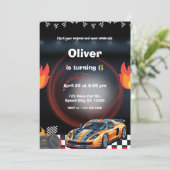 Race Car Birthday Party Einladung (Stehend Vorderseite)