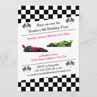 Race Car Birthday Party - Einladung