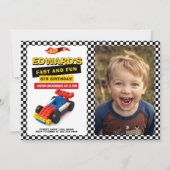 Race Car Birthday Party Photo  Einladung (Vorderseite)