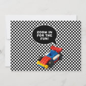 Race Car Birthday Party Photo Einladung (Rückseite)