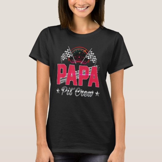 Race Car Birthday Party Racing Family Papa Pit Cre T-Shirt (Vorderseite)