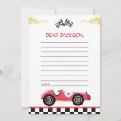 Race Car Birthday Party Time Kapsel Note Card Dankeskarte (Vorderseite)