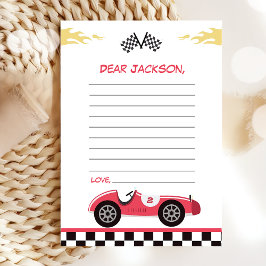 Race Car Birthday Party Time Kapsel Note Card Dankeskarte
