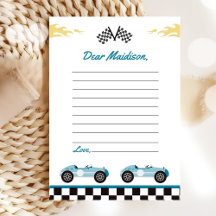 Race Car Birthday Party Time Kapsel Note Card