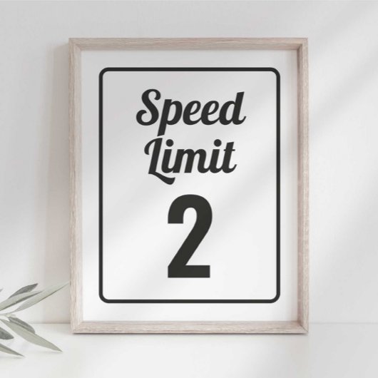 Race Car Birthday Speed Limit Sign Poster