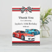 Race Car Birthday, vielen Dank Save The Date (Stehend Vorderseite)