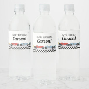 Race Car Birthday Wasser Flasche Etikett