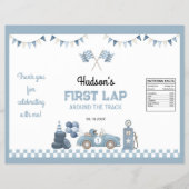 Race Car Blue Boy Birthday Chip Bag Wrapper Flyer (Vorne)