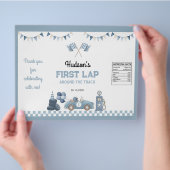 Race Car Blue Boy Birthday Chip Bag Wrapper Flyer (Hand)