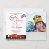 Race Car Boy Baby Shower |Fast and Fun Baby Photo  Einladung (Vorderseite)