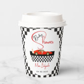 Race Car Boy Baby Shower | Little Racer Party Pappbecher (Rückseite)