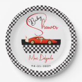 Race Car Boy Baby Shower | Little Racer Party Pappteller (Vorderseite)