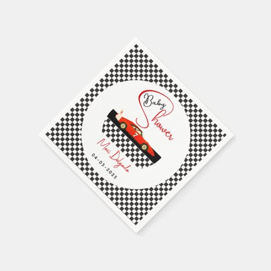 Race Car Boy Baby Shower | Little Racer Party Serviette (Ecke)