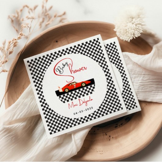 Race Car Boy Baby Shower | Little Racer Party Serviette