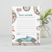 Race Car Boy Birthday Time Kapselnotiz Karte (Stehend Vorderseite)