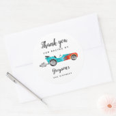 Race Car Boy Geburtstagsparty Runder Aufkleber (Umschlag)