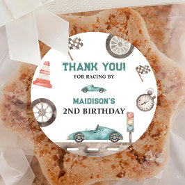 Race Car Boy Geburtstagsparty Runder Aufkleber