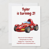 Race Car Boys Kinder 2. Geburtstag Party Einladung (Vorderseite)