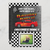 Race Car Checked Flag Foto Boys Birthday Party