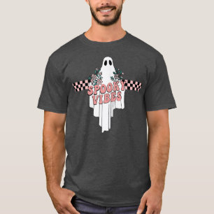 Race Car Checkered Creepy Vibes Retro Ghost Racing T-Shirt