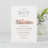 Race Car Couples Baby Shower Einladung (Stehend Vorderseite)