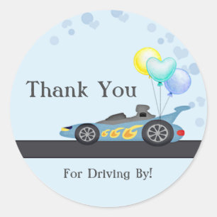 Race Car Danke, Drive by Birthday, Dusche Runder Aufkleber