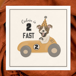 Race Car Dog Boys Zwei schnelle Geburtstagsparty Serviette