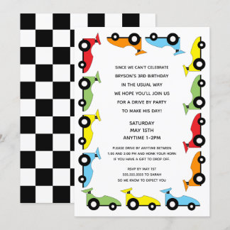 Race Car Drive by Birthday Party Einladung