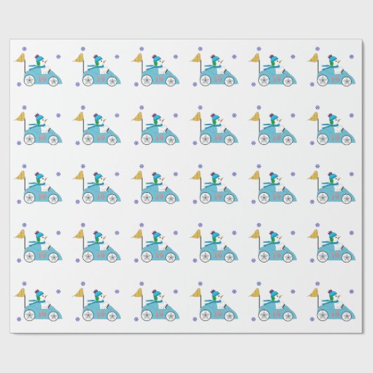 Race Car Driver Snowman Geschenkpapier (Flach)