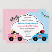 Race Car Einladungen - Zehn Geburtstagskinder (Vorne/Hinten)