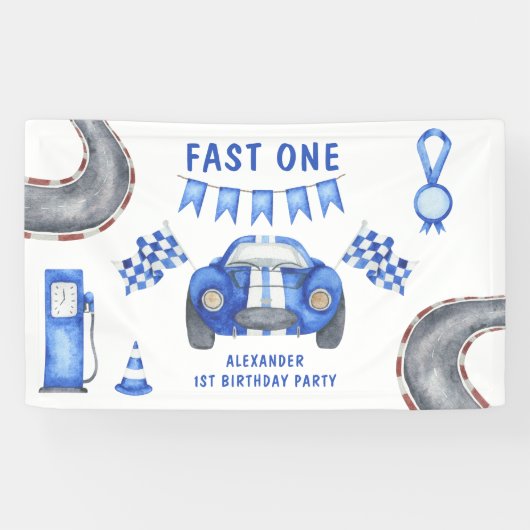 Race Car erste Geburtstagsparty Banner (Horizontal)