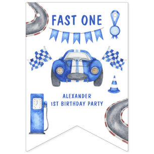Race Car erste Geburtstagsparty Wimpelkette
