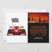 Race Car Extreme Cartoon |Hintergrundfarbe auswähl Einladung (Vorderseite)