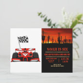 Race Car Extreme Cartoon |Hintergrundfarbe auswähl Einladung (Stehend Vorderseite)