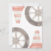 Race Car First Lap Around The Track Birthday Einladung (Rückseite)