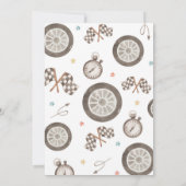 Race Car First Lap Around the Track Birthday Party Einladung (Rückseite)